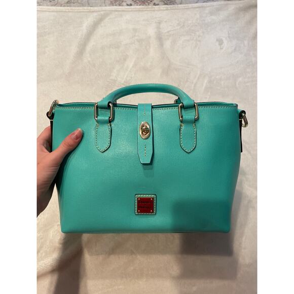 NEW DOONEY & BOURKE Saffiano Leather Top Handle Satchel Bag Top Handle Mint - Picture 5 of 16